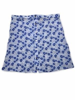 A*O (American Outpost) Blue FLoral Button Front A-lined Skirt Size XL